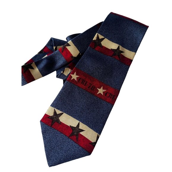 Vintage Chaps Ralph Lauren 1990's Silk Tie Made In USA Stars & Bars Patriotic